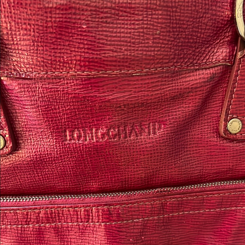 Longchamp Red Glossy Leather Shoulder Bag - Picture 10 of 17